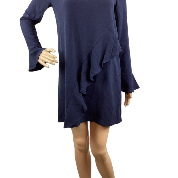 WAYF Dress Size XS Blue Long Sleeve Ruffle - Picture 3 of 7